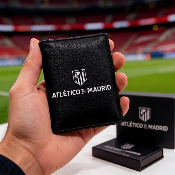 Billetera Americana de Piel, Diseño Franja roja Atlético de Madrid - SUMU Innovations