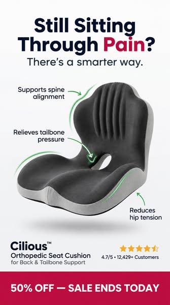 Orthopedic Seat Cushion for Back & Tailbone Support