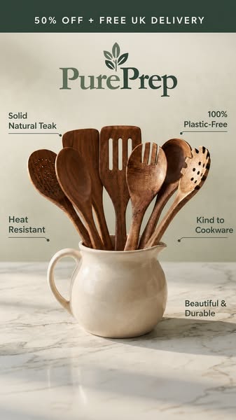 50% Off Best Selling Non-Toxic Teak Kitchen Utensils