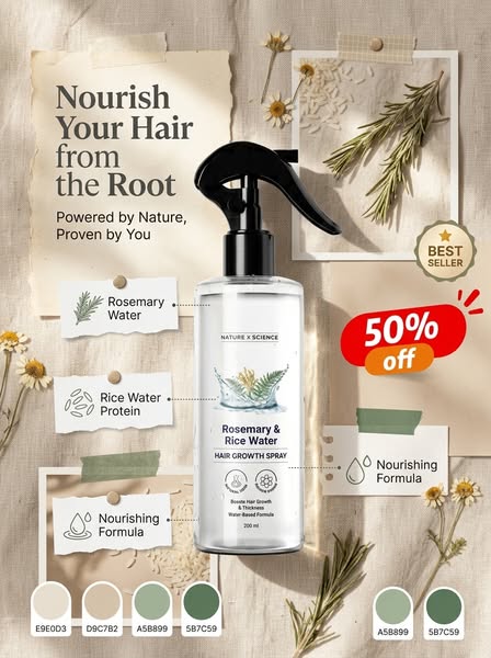 Rosemary & Rice Water Hair Growth Spray