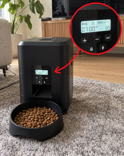 Den här lilla skärmen matar katten
