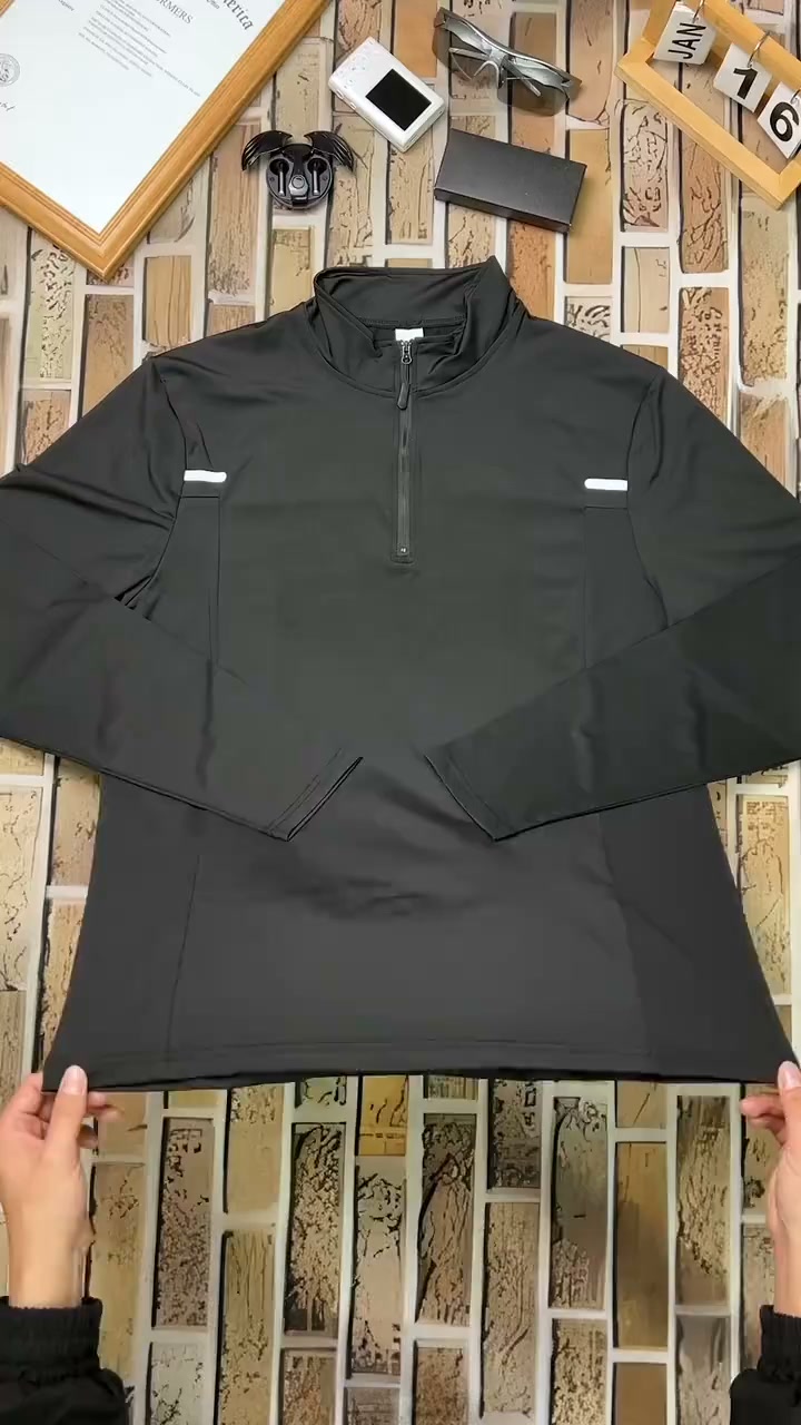 KZZ Men's Half-Zip Long-Sleeve Compression Shirt