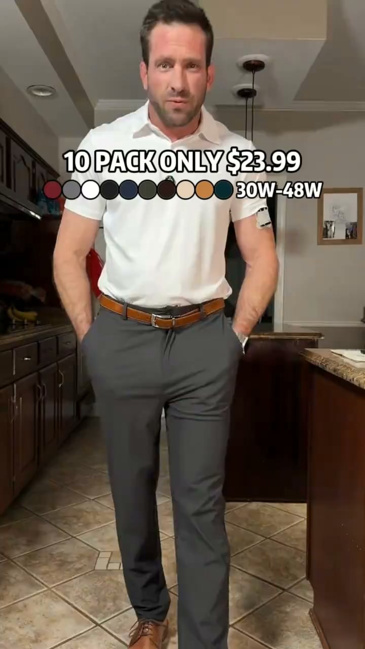 Men's Slim Fit Stretch Golf Pants 10-Pack - All Colors Included, Only $23.99