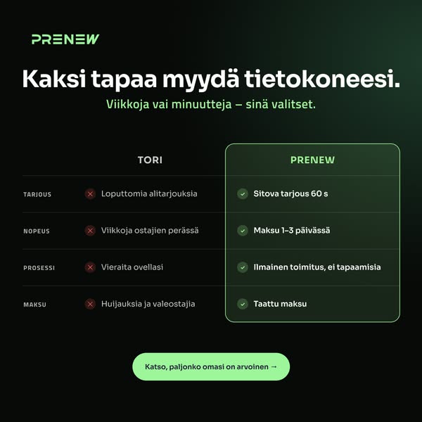 Myy pelikone Prenewlle helposti