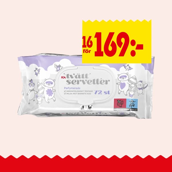 Tvättservetter Baby Parfymerad 72-p ICA