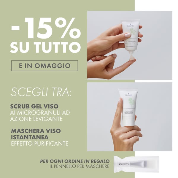 15% di sconto su tutto + prodotto a scelta in omaggio