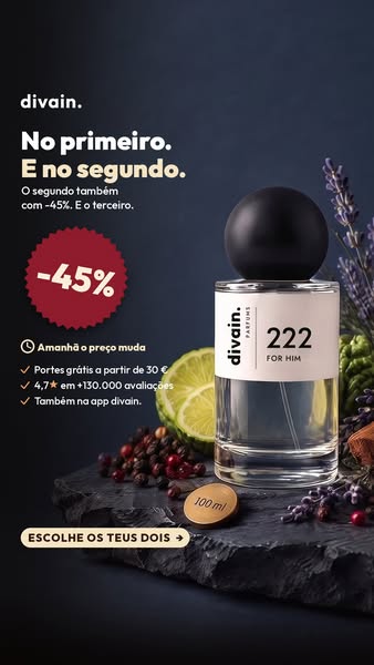 45% em todos os perfumes