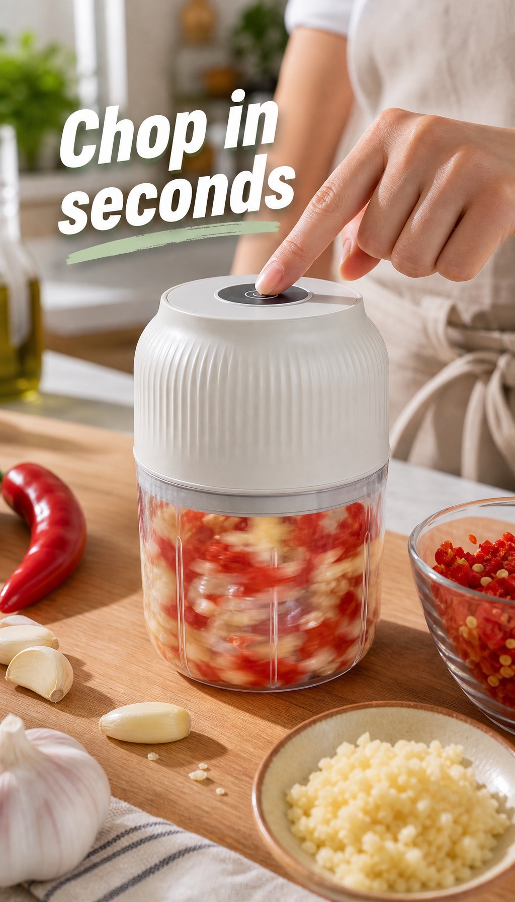 Chop garlic in 10 seconds