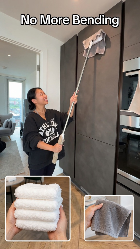 This Week's Special Price:£9.99!! ‼Disposable Dust Mop with 4 Reusable ClothsLightweight Floor Dusting Mop For Hardwood Tile Floors