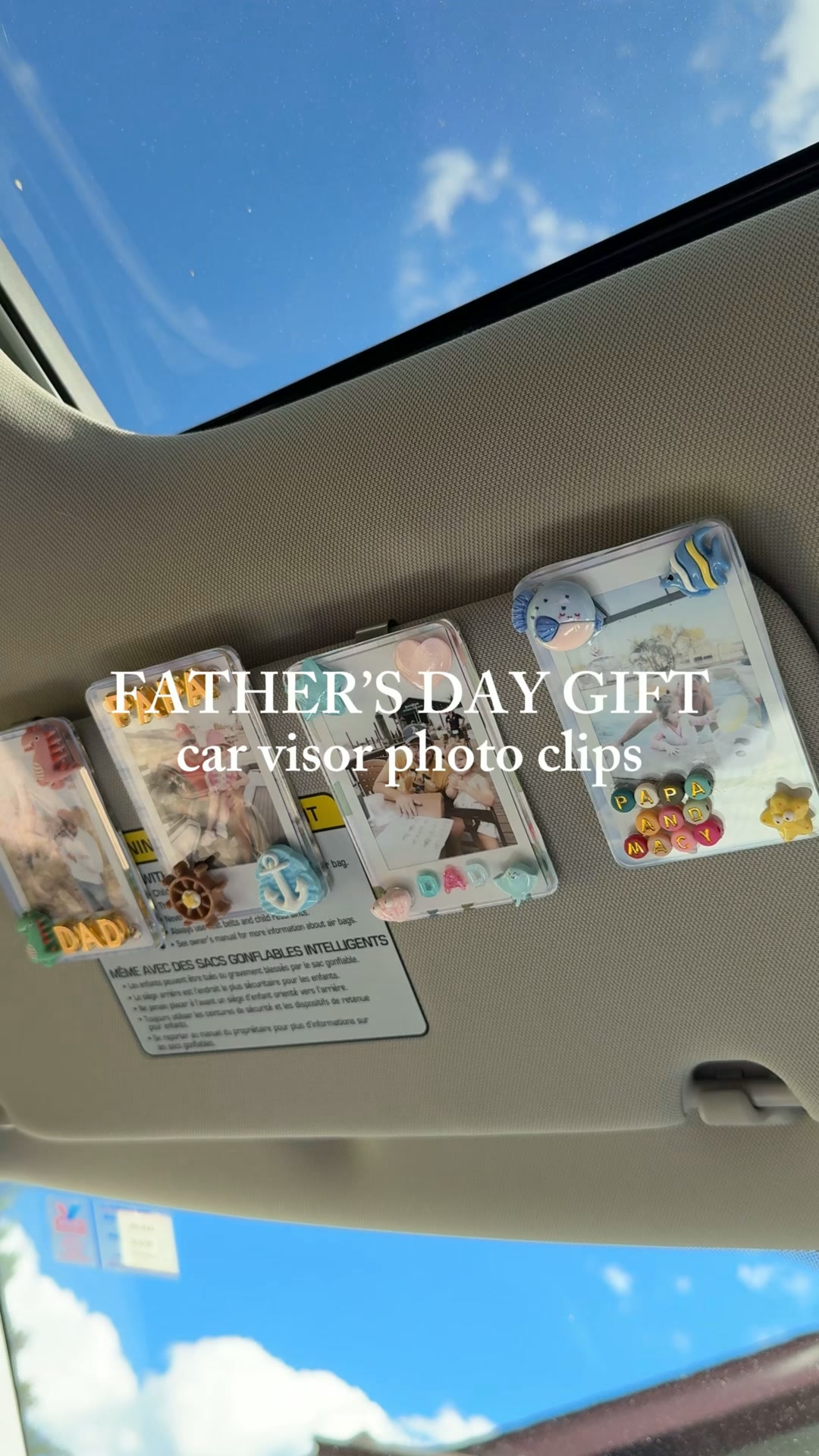 Magnetic Car Sun Visor Photo Frame with Acrylic Snap-On Magnetic Snap Clips