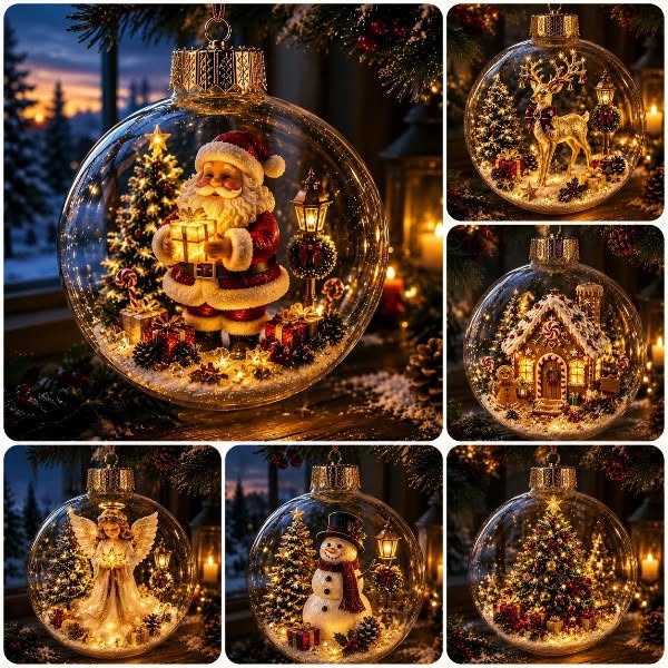 Diorama natalizio luminoso - Ornamento - Santa Claus