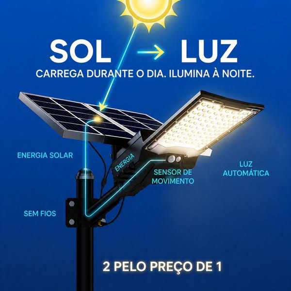 Luz grátis todas as noites graças ao sol