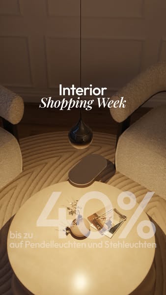 Interior Shopping Week — bis zu 40% auf Steh- & Pendelleuchten.