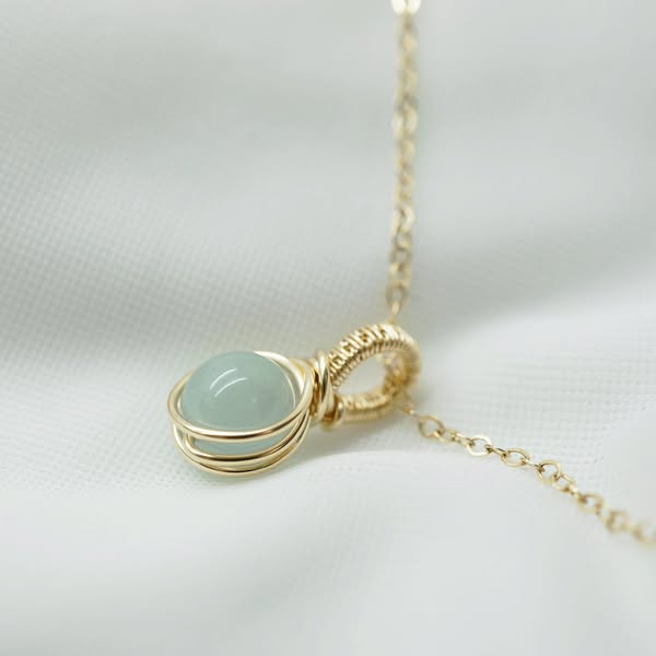 Hanger van 14k Gold Filled met Aquamarijn, Handgemaakt Wire Wrap Sieraad