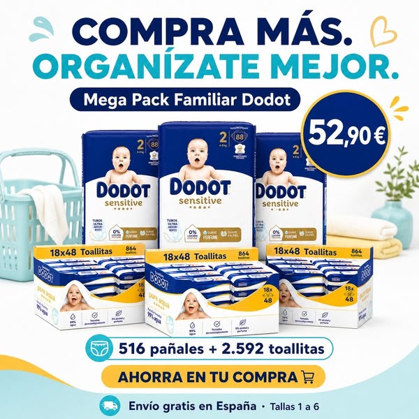 Mega Pack Familiar Dodot Sensitive + Pure Aqua