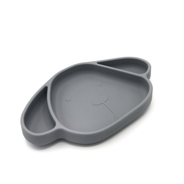 Kinderteller mit Saugfuß aus Silikon Milo Storm Grey