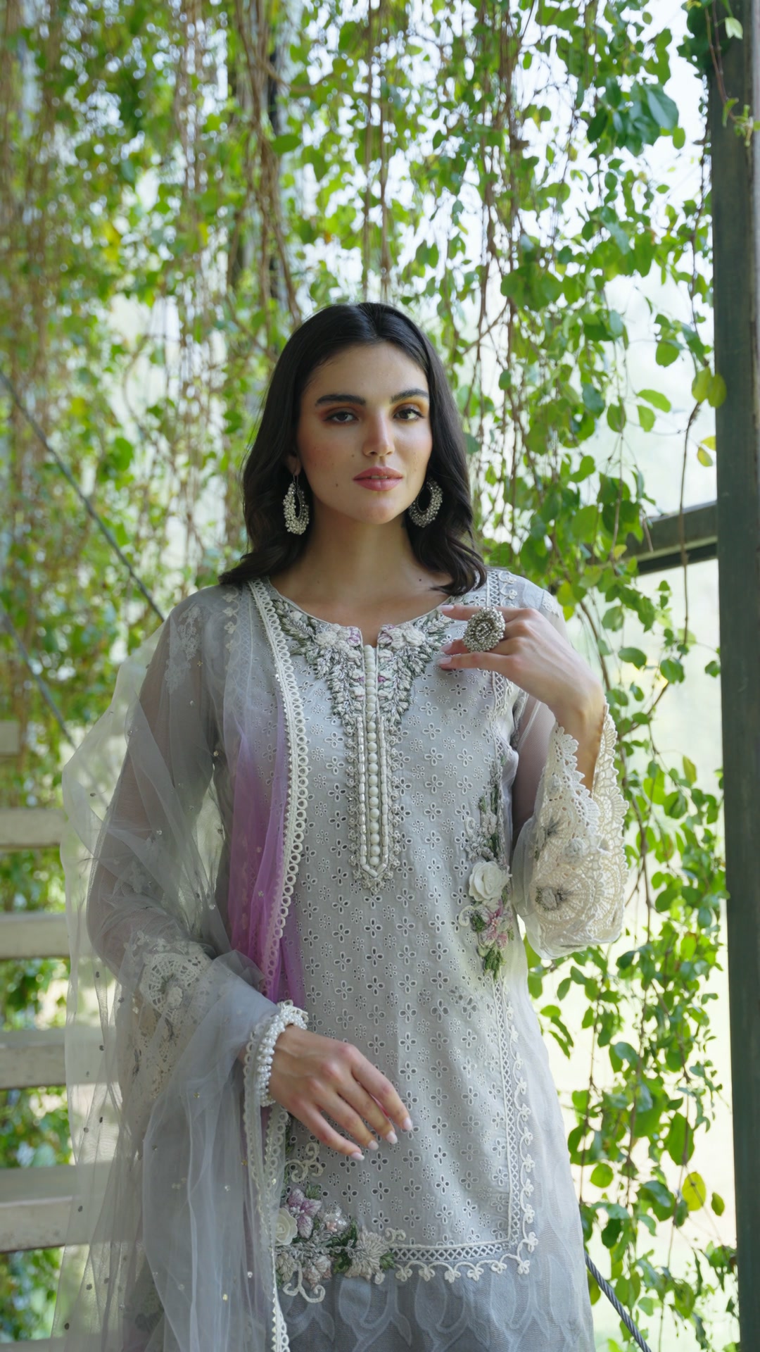 3d Embroidered Cotton Chikan Set