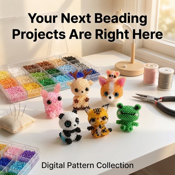 6 Mini Beaded Animals — One PDF