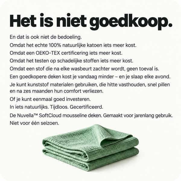 Onder een deken. Wel warmte, niet zweten