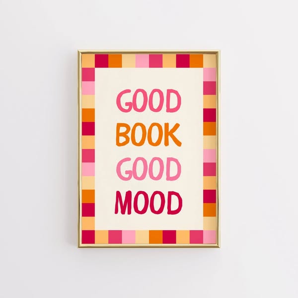 Good Book Good Mood Print – Colorful Book Lover Wall Art