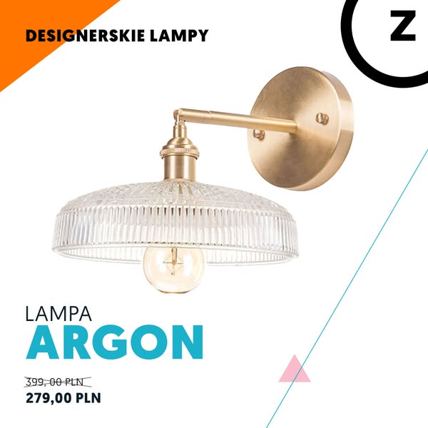 Złoty kinkiet Argon