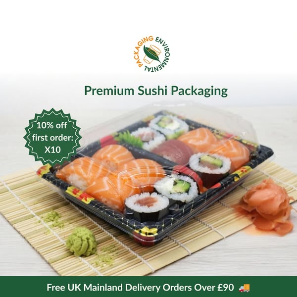 Recyclable Premium PET Plastic Sushi Trays & Lids