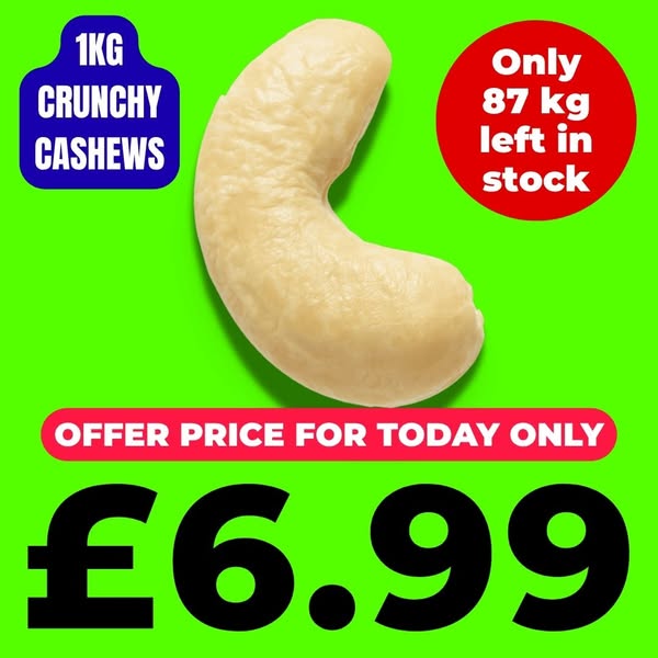 1kg Crunchy Cashews – £6.99