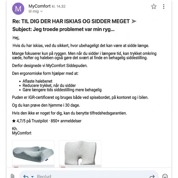 Aflast iskiasnerven med MyComfort Siddepude
