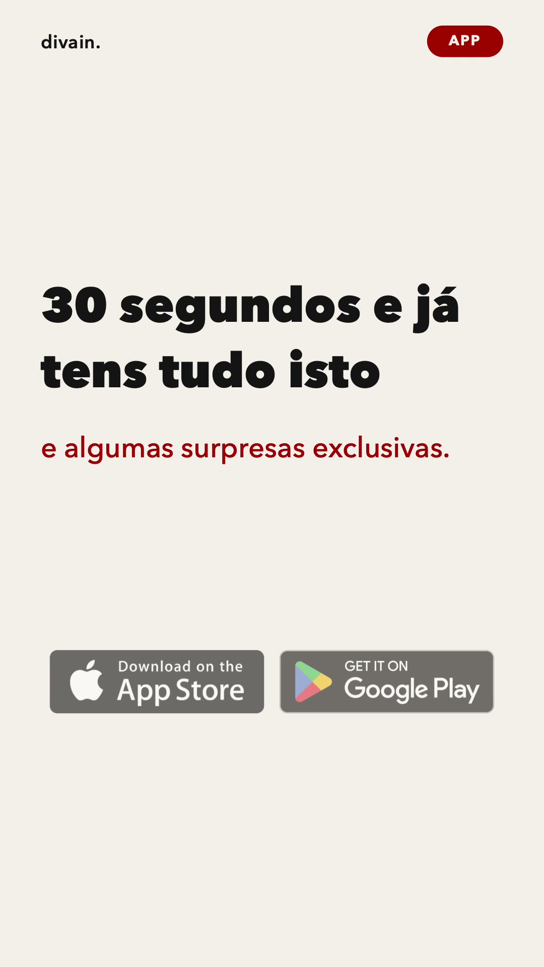 Descarrega já a app divain