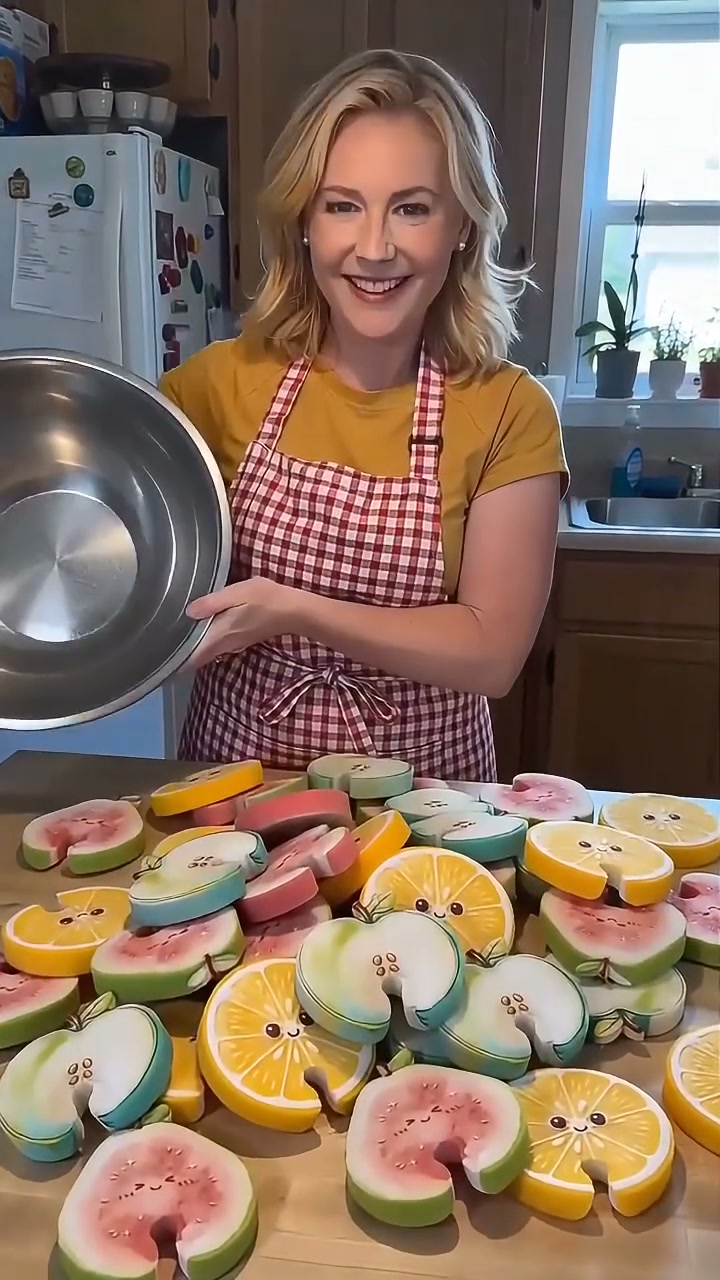 Cute fruit-shaped dishwashing sponge brush