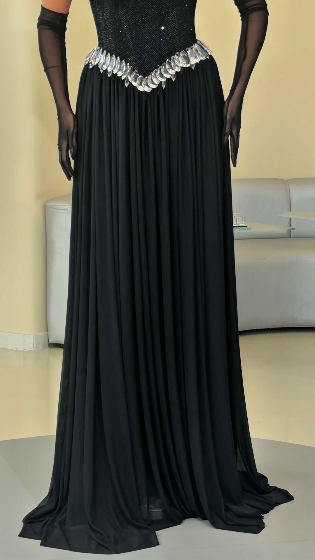 Matilda – Beaded Silver Leaf Gown
