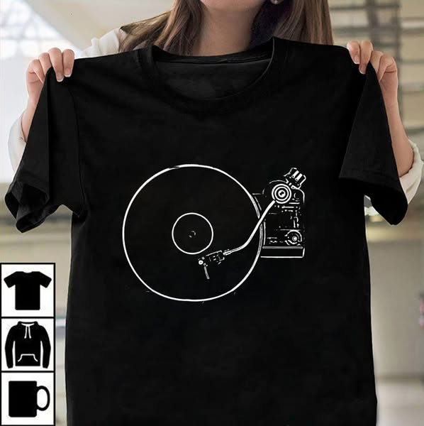 Vinyl Record Player Sketch Drawing