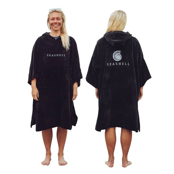 Organic Cotton Towelling Robe Black