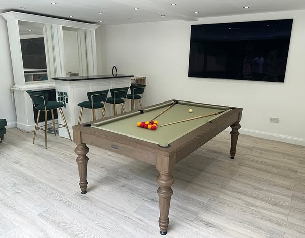 £3,997 | Signature Norton English Pool Dining Table in Silver Mist: 7ft