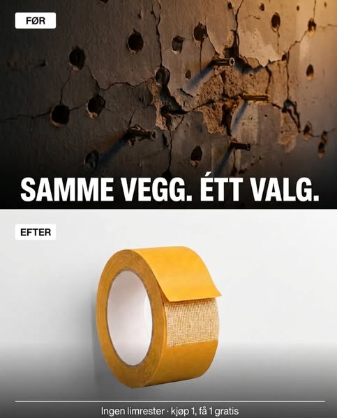 Forstærket fibernet — ikke almindelig tape.