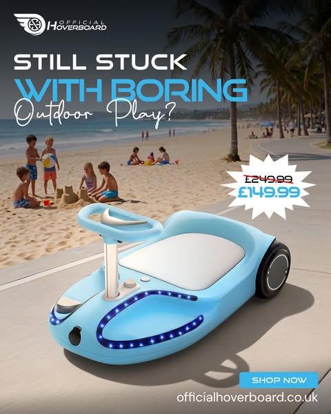 WizzKart - Ride On Car with Bluetooth Speaker & Disco LED