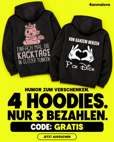 4 Hoodies. Nur 3 bezahlen.