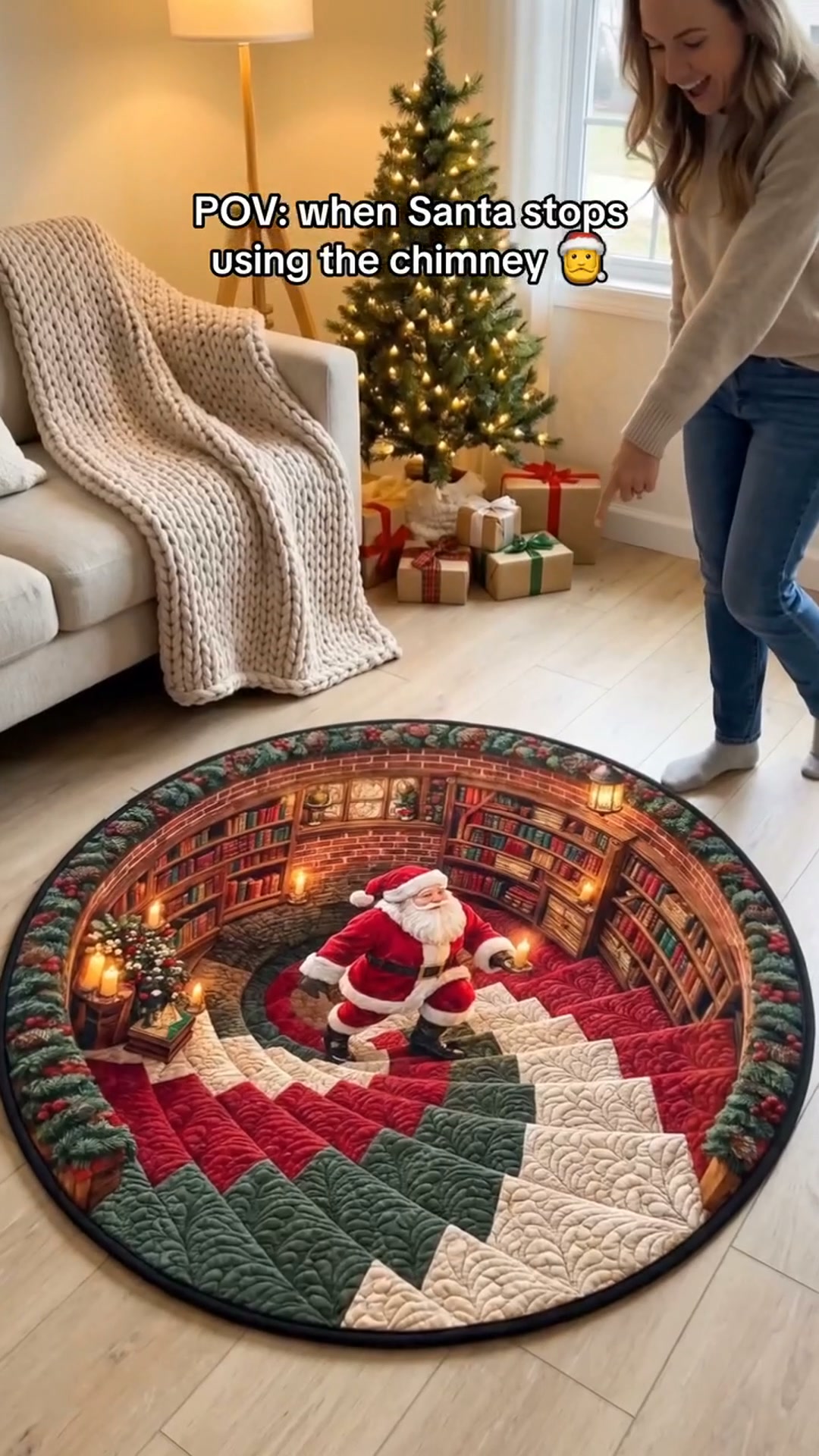 Custom Quilted Round Mat - Personalized Christmas Birthday Gifts For Mom, Dad, Brother, Sister - Merry Moments All Season