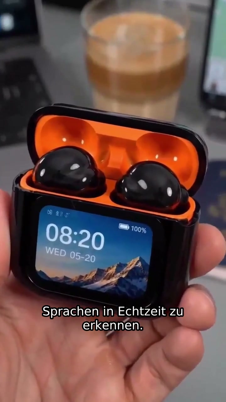 Kabellose Bluetooth-Übersetzungskopfhörer mit LED-Display (kompatibel mit iOS & Android) - Black and orange / New Upgrade--AI transla