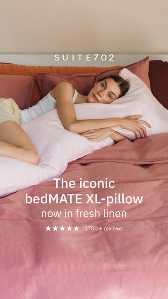 Ontdek de bedMATE. Het unieke extra lange kussen, nu met linnen sloopjes