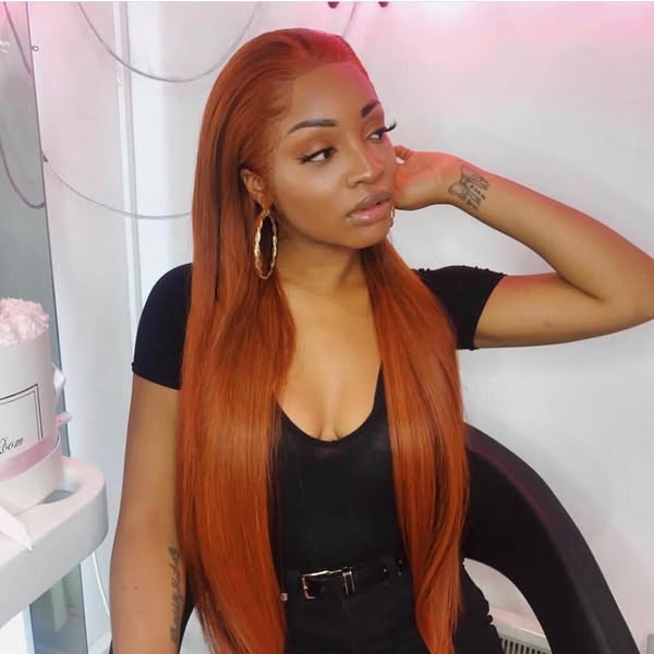 Ginger Color Hair Super Thin Transparent HD Lace, 5"x5" HD Lace Closure Wig, Indian Remy Human Hair