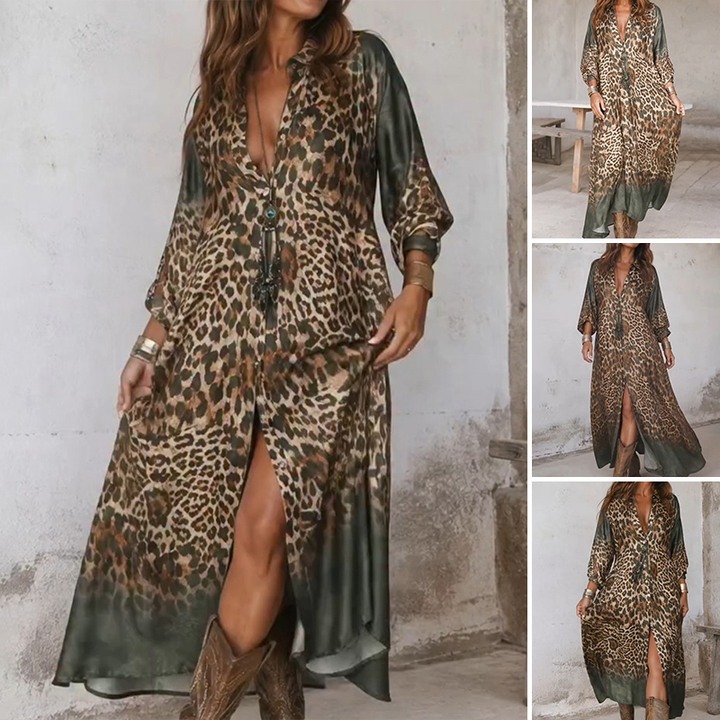 Kleid Stilvoll Leopard Weiter Rock