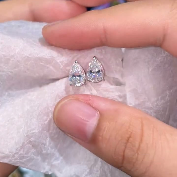 Classic Pear Cut Moissanite Stud Earrings