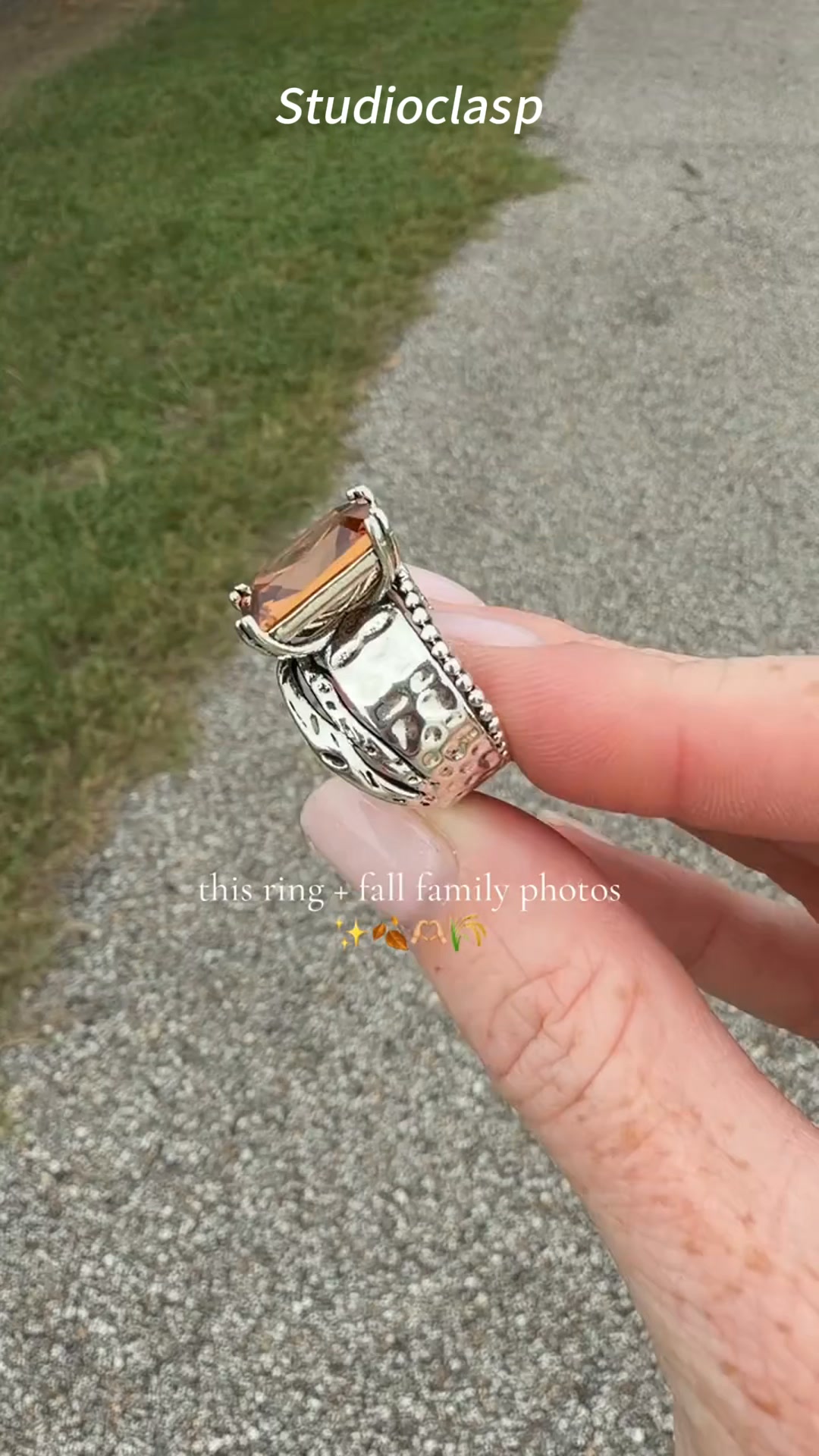 Vintage Hammered Stackable Statement Ring Square Gemstone Retro Jewelry For Men Women