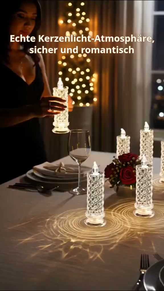 Romantische Atmosphäre mit Rosenschatten – die flammenlosen LED-Kerzen für unvergessliche Momente.