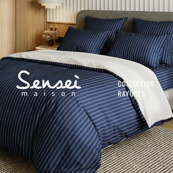 Housse de couette rayée en satin