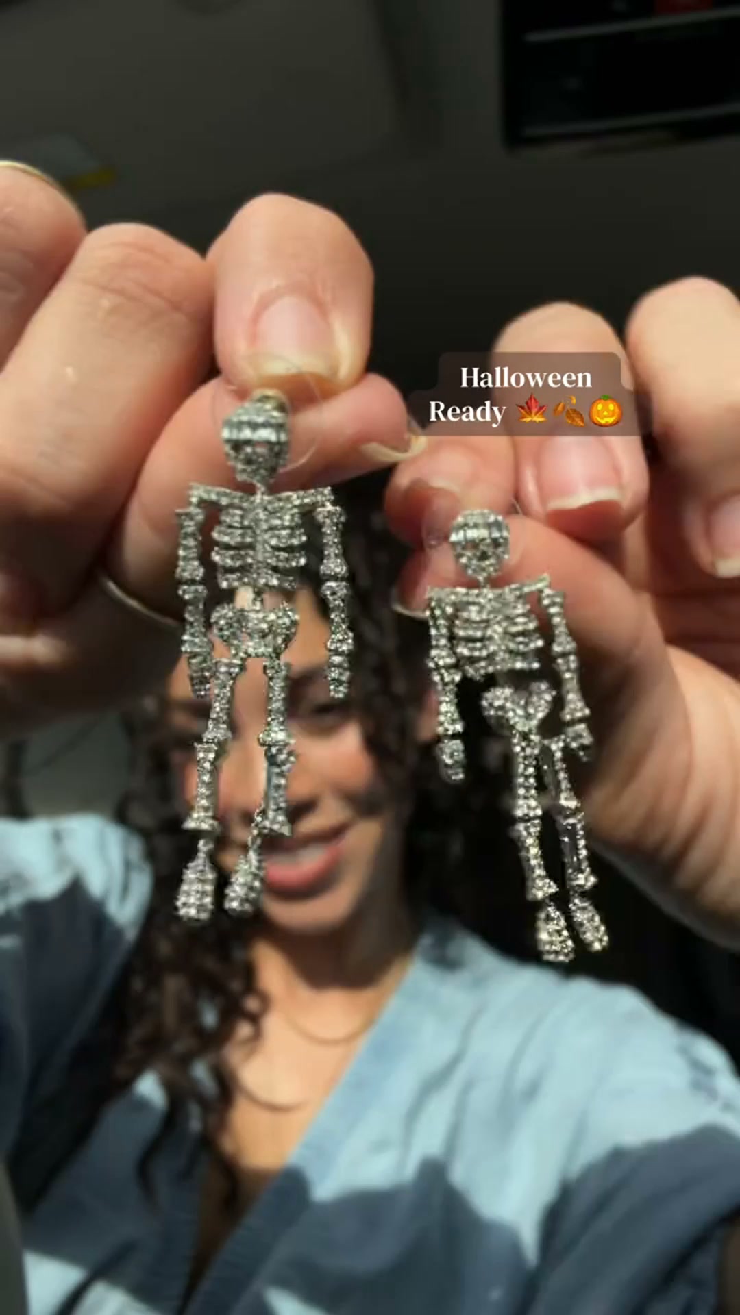 Crystal Skeleton Drop Earrings