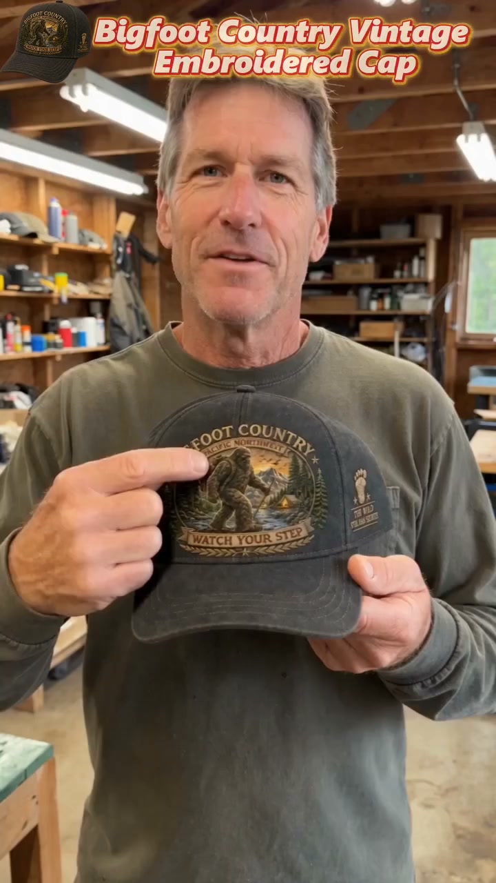 2027 Bigfoot Country Heritage Cap – Pacific Northwest Vintage Washed Embroidered Hat (100% Cotton)