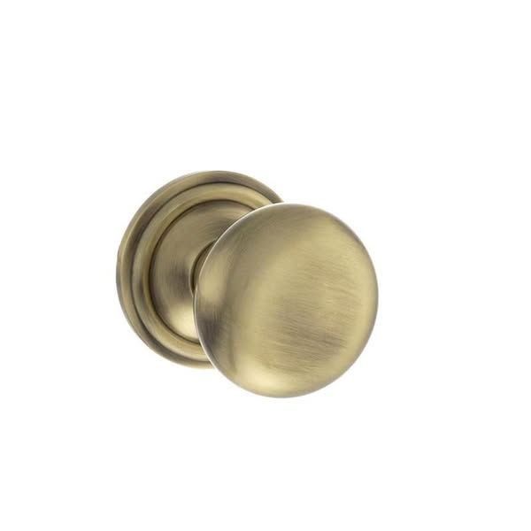 Atlantic Old English Harrogate Solid Brass Mushroom Mortice Knob on Concealed Fix Rose - Antique Brass - OE58MMKAB