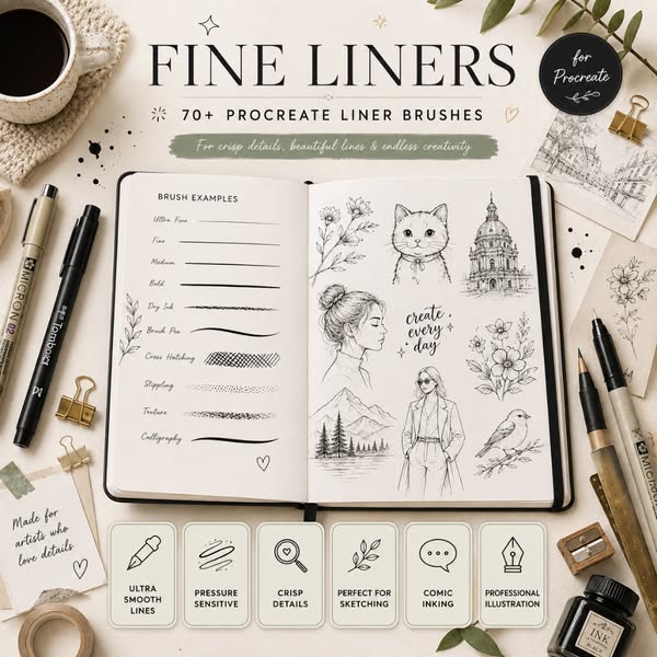 90% OFF Fine Liner Brush Set for Procreate